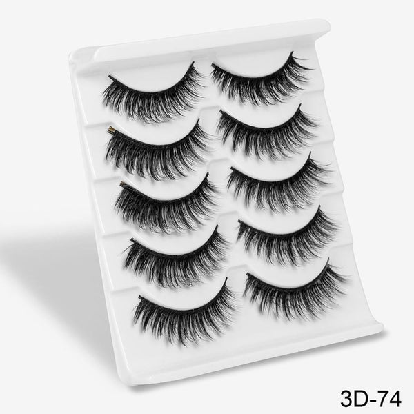 3D-74 - SEXYSHEEP 5Pairs 3D Mink Hair False Eyelashes Natural/Thick Long Eye Lashes Wispy Makeup Beauty Extension Tools