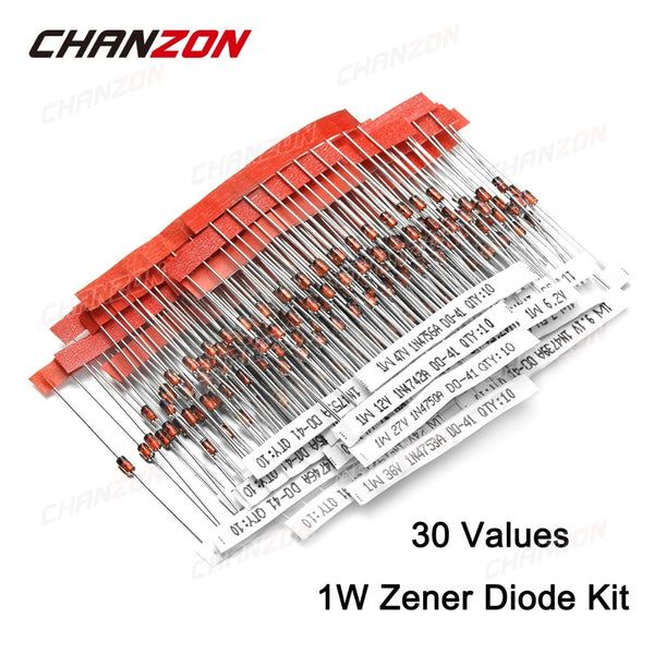 [variant_title] - 1W Zener Diode Assorted Kit (3V 3.3V 3.6V 5.1V 5.6V 7.5V 10V 12V 13V 15V 16V 18V 20V 22V 24V 30V 33V 47V) Assortment Set