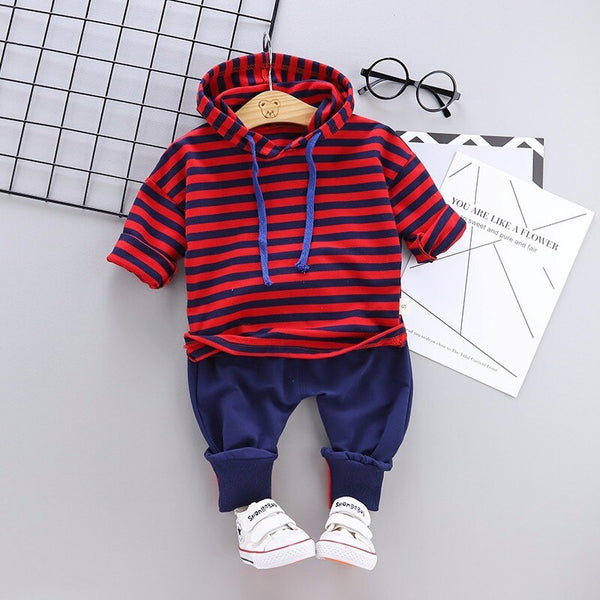 BHYtiaoRed / 12M - 2019 Spring Infant Clothing Sets Baby Boys Girl Clothes Suit Sports Striped Hooded Sweater Pants 2pcs Children Toddler Tracksuit