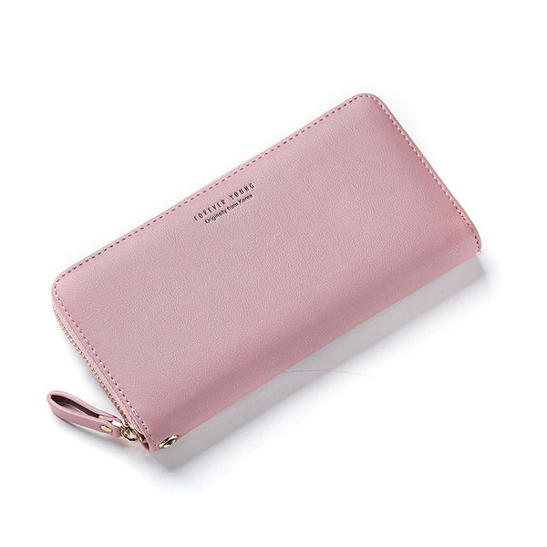 Pink - WEICHEN Wristband Women Long Clutch Wallet Large Capacity Wallets Female Purse Lady Purses Phone Pocket Card Holder Carteras