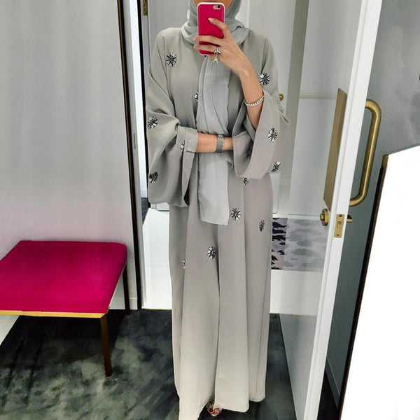 [variant_title] - Muslim Women Maxi Dress Plus Size Robe Embroidery Abaya Open Cardigan Dubai Paryer Ramadan Casual Kaftan Long Dress Abay