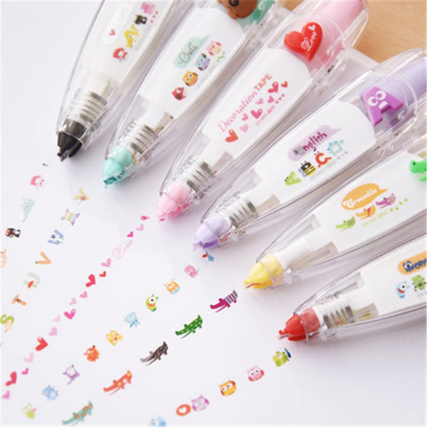 [variant_title] - Baby Drawing Toys Child Creative Correction Tape Sticker Pen Cute Cartoon Book Decorative Kid Novelty Floral Adesivos Label Tape