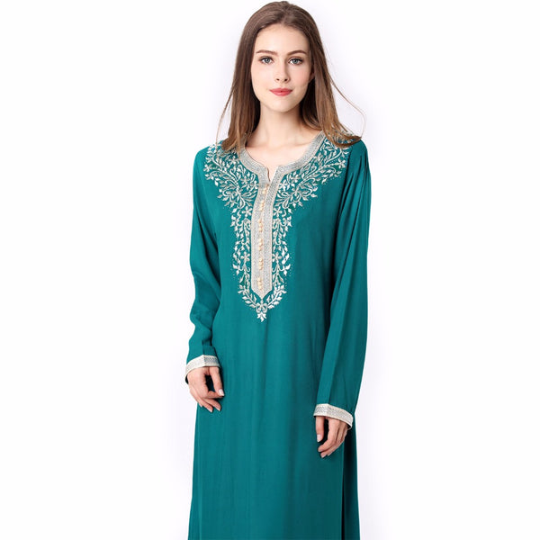 [variant_title] - Muslim women Long sleeve hijab Dress maxi abaya jalabiya islamic women dress clothing robe kaftan Moroccan fashion embroidey1631