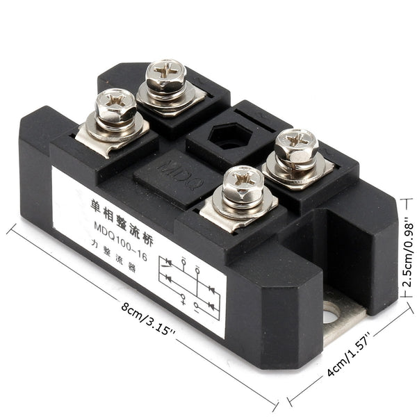 [variant_title] - 1PC MDQ 100A Amp 1600V Volt Silicon Single Phase Diode Metal Case Bridge Rectifier Module Electronic Components & Supplies