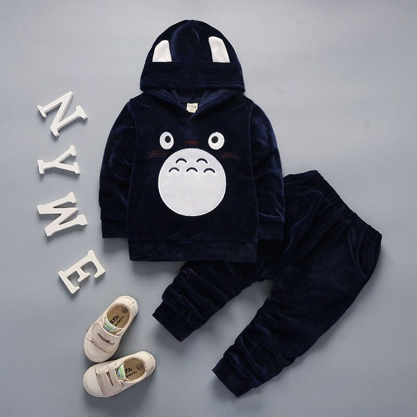 [variant_title] - Fashion Children Boys Girls Cartoon Clothing Suits Baby Velvet Hoodies Pants 2Pcs/Sets Kids Winter Clothes Toddler Tracksuits