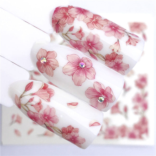 YZW-3116 - YZWLE Flower Series  Nail Art Water Transfer Stickers Full Wraps Deer/Lavender Nail Tips DIY