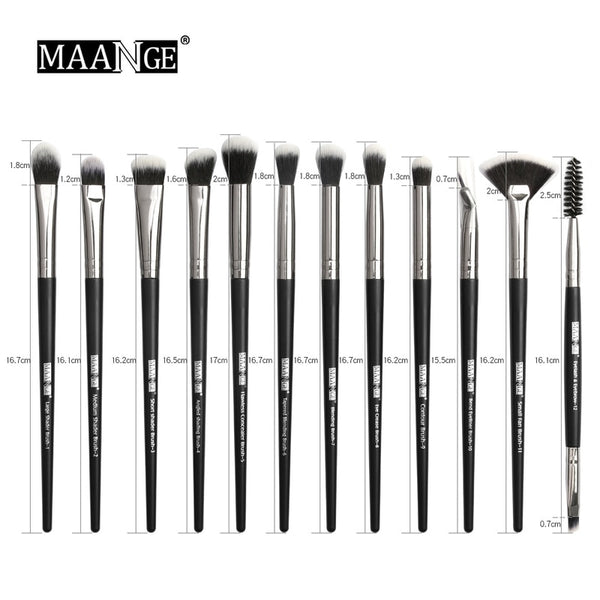 [variant_title] - 12 Pcs Makeup Brush Sets Professional Cosmetics Brushes Set Kit + Pouch Bag Case Woman Make Up Tools Brushes Pincel Maquiagem