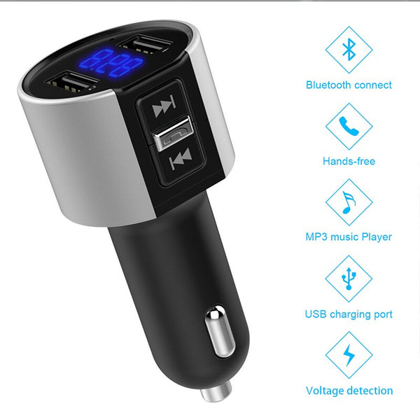 [variant_title] - Bluetooth FM Transmitter Car MP3 Modulator Handsfree Bluetooth Car Kit Cigarette Lighter Dual USB Bluetooth car Free Shipping