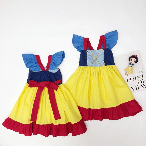 [variant_title] - Girls dress princess cartoon character dresses summer cotton kids clothing