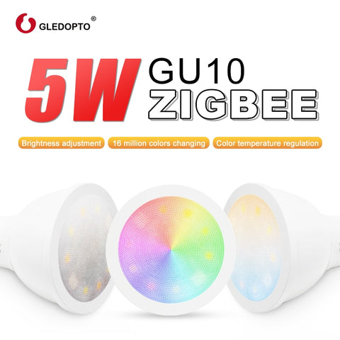 [variant_title] - ZIGBEE smart home LED gu10 bulb RGB+CCT color change 5W smart led spotlight AC100-240V  led dual white light work with echo plus