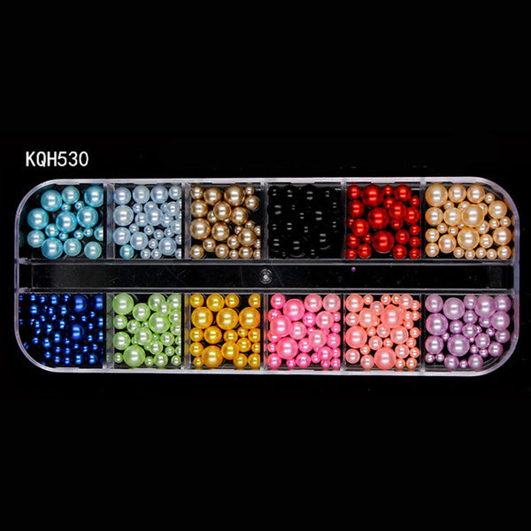 KQH530 - New Multi-size Nail Rhinestones 3D Crystal AB Clear Nail Stones Gems Pearl DIY Nail Art Decorations Gold Silver Rivet Rhinestone