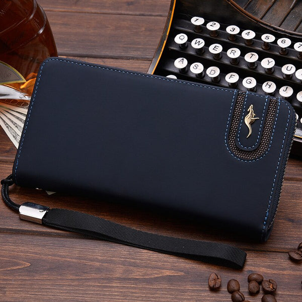 [variant_title] - New Men Leather Wallet High Quality Zipper Wallets Men Long Purse Male Clutch Phone Bag Wristlet Coin Purse Card Holder MWS184