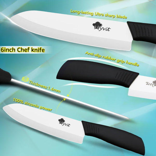 [variant_title] - Ceramic Knives Kitchen knives 3 4 5 6 inch Chef knife Cook Set+peeler white zirconia blade Multi-color Handle High Quality