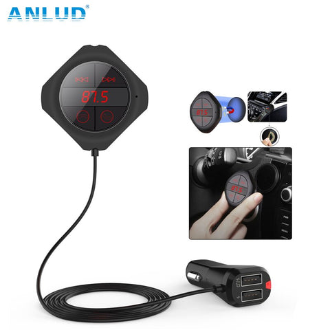 Default Title - ANLUD Bluetooth Handsfree Car Kit Wireless FM Modulator Magnetic Sticker Dual USB Charge FM Transmitter Bluetooth Car MP3 Player