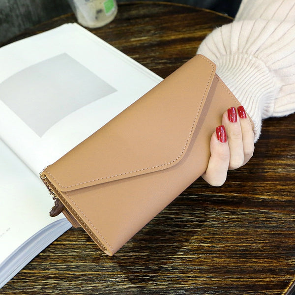 Apricot - Long Wallet Women Purses Tassel Fashion Coin Purse Card Holder Wallets Female High Quality Clutch Money Bag PU Leather Wallet