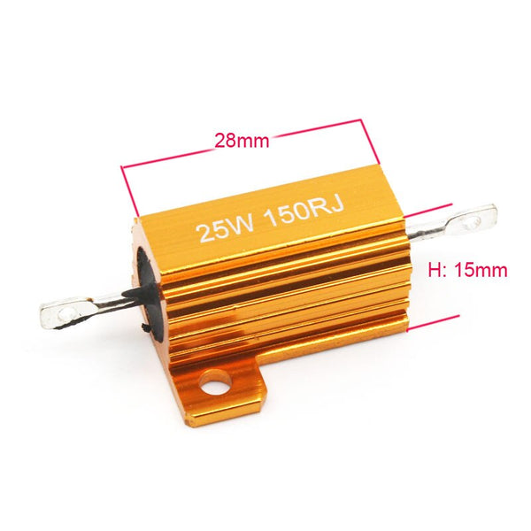 [variant_title] - 2pcs RX24 25W Aluminium Housed High Power Resistor Metal Shell Heatsink Resistance 0.1 0.5 1 10 20 30 50 Ohm Multiple Values