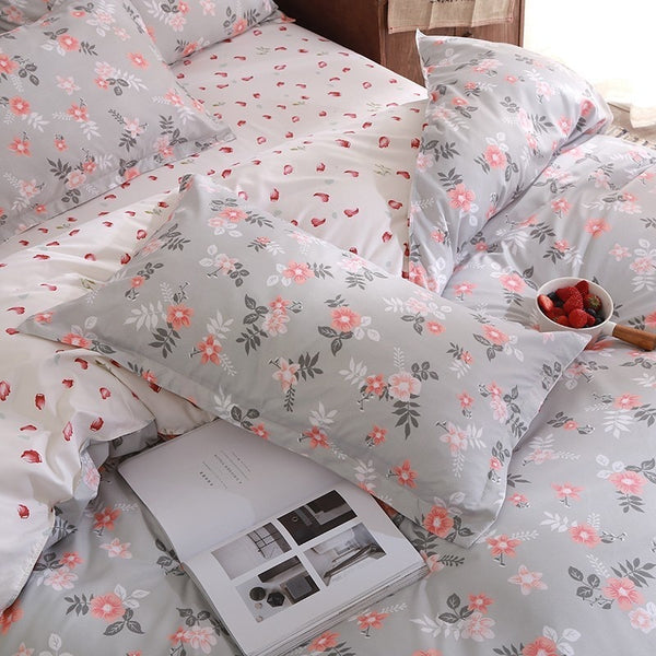 Solstice Home Textile Floral Duvet Cover Petal Pillow Cases Bed Sheet Girls Teenage Bedding Sets Single Double Twin Size 3/4Pcs