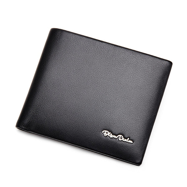 black - BISON DENIM Men Wallet Genuine Leather Wallet Male Multifunctional Card Holder Wallet Coin Purse Standard Short Wallet W4495