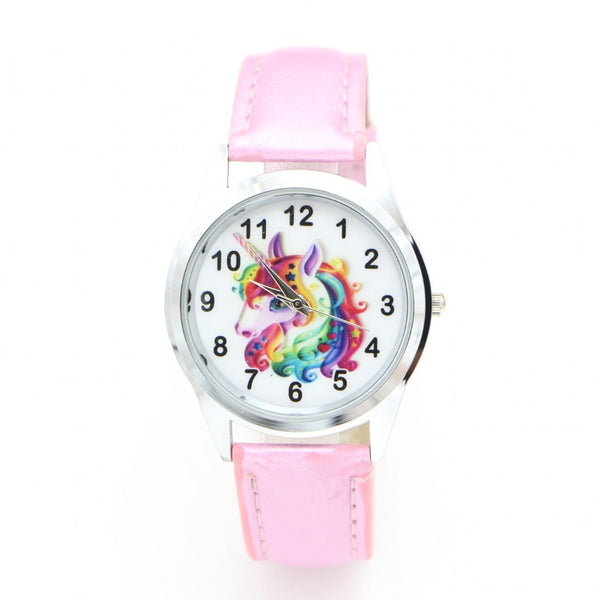 pink-201447598 - 2018 New unicorn desgin kids cartoon Fashion Watches Quartz childrens Jelly boy girl Students Wristwatch relogio kol saati clock