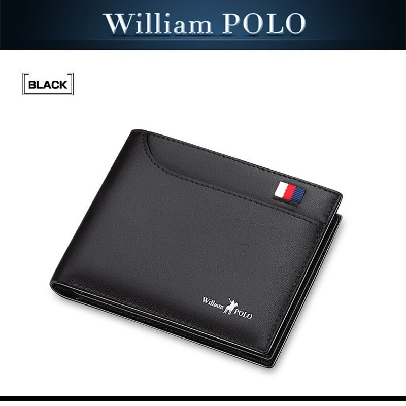 black - 2019 Men's Slim Wallet Genuine Leather Mini Purse Casual Design Bifold Wallet Fashion Brand Short Small Pouch Gift PL181342