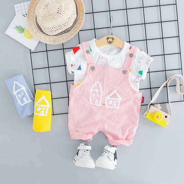 [variant_title] - HYLKIDHUOSE 2019 Summer Baby Girls Boys Clothing Sets Infant Clothes Suits T Shirt Strap Shorts Kids Children Vacation Costume