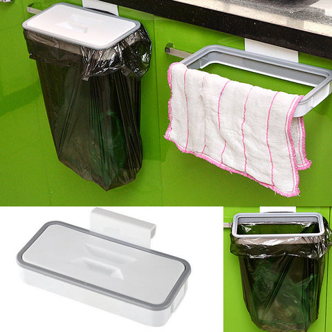 Default Title - Garbage Rack Tool Door Back Trash Rack Storage Garbage Bag Holder Hanging Kitchen Cabinet Hanging Trash Rack