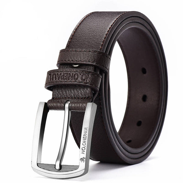 Z111 Coffee 3.3CM / 90CM - NO.ONEPAUL cow genuine leather luxury strap male belts for men new fashion classice vintage pin buckle men belt High Quality