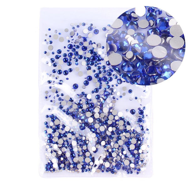 10 Royal blue 1000 - Mix Sizes 1000PCS/Pack Crystal Clear AB Non Hotfix Flatback Rhinestones Nail Rhinestones For Nails 3D Nail Art Decoration Gems