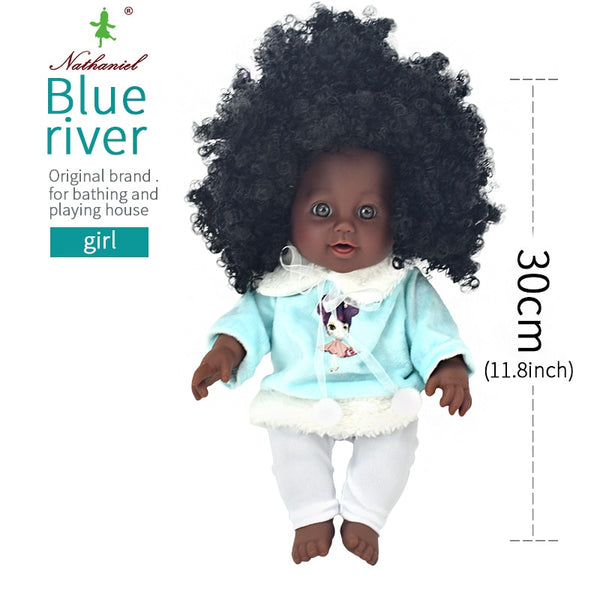 15 - black  baby dolls pop green African! 12inch  lol reborn silicone vinyl 30cm newborn poupee boneca baby soft toy girl kid todder