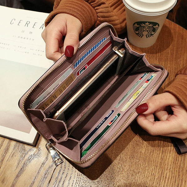 [variant_title] - Female Wallet PU Leather Long Purse Black/pink/blue/green/gray Famous Brand Designer Wallet Women 2019 Quality Female Purse