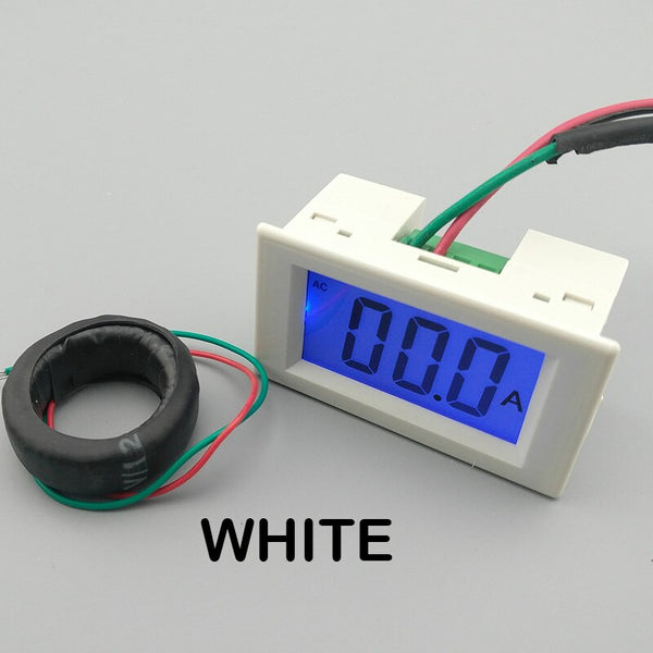 White - LCD display white and black ampere meter  Ammeter  range AC 0-200.0A  Panel Monitor blue backlight 80-300V Inpute