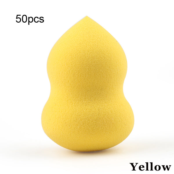 M Yellow 50pcs gourd - New Medium Makeup Sponge Water drop shape Make up Foundation Puff Concealer Powder Smooth Beauty Cosmetic makeup sponge tool
