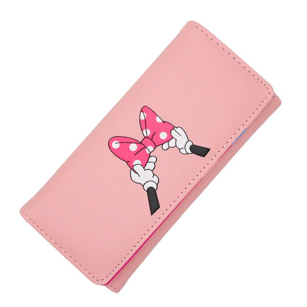 [variant_title] - BOTUSI Mickey Bow Lady Purses Handbags Brand Design Women Wallets PU Leather Money Coin Purse Cards ID Holder Cartoon Printing