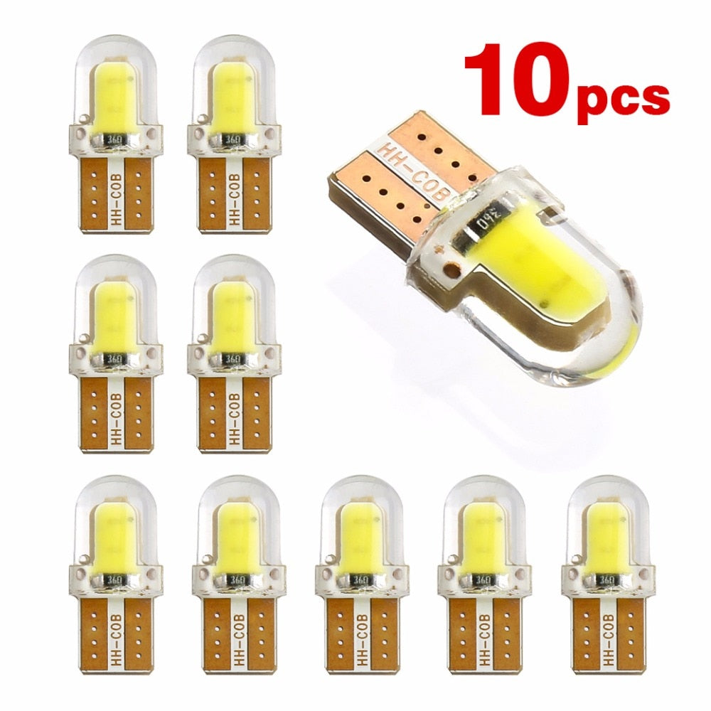 [variant_title] - 10pcs LED W5W T10 194 168 W5W COB 8SMD Led Parking Bulb Auto Wedge Clearance Lamp CANBUS Silica Bright White License Light Bulbs