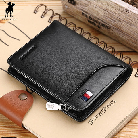 [variant_title] - Brand  Genuine Leather Men Wallet with Card Holder Man Luxury Short Wallet Purse Zipper Wallets Casual Standard Wallets pl293