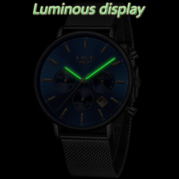 [variant_title] - LIGE Fashion Men Watches Male Top Brand Luxury Quartz Watch Men Casual Slim Dress Waterproof Sport WristWatch Relogio Masculino