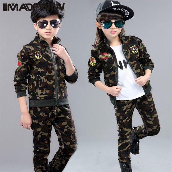 [variant_title] - Boy and girls' camouflage suits 2017 new children's clothing spring uniforms Korean version of the spring children in the two-