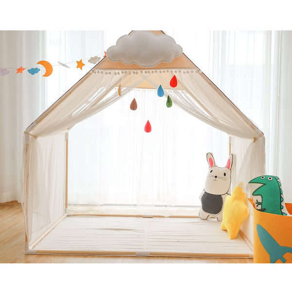 [variant_title] - Children Play House Tent 100% Natural Cotton Canvas Large Castle Portable Indoor and Outdoor Fun Plays Best Gift For Kids