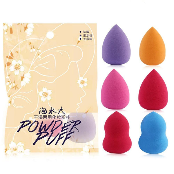 [variant_title] - 6Pcs Gourd Waterdrop shaped Makeup Foundation Sponge Puffs Powder Liquid Cream Smooth Make Up Sponges Cosmetic Puff Beauty Tool