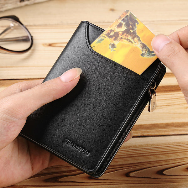 [variant_title] - Brand  Genuine Leather Men Wallet with Card Holder Man Luxury Short Wallet Purse Zipper Wallets Casual Standard Wallets pl293