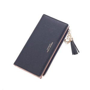 Black - 2019 Tassel Wallet Women Long Cute Wallet Leather Tassel Women Wallets Zipper Portefeuille Female Purse Clutch Cartera Mujer