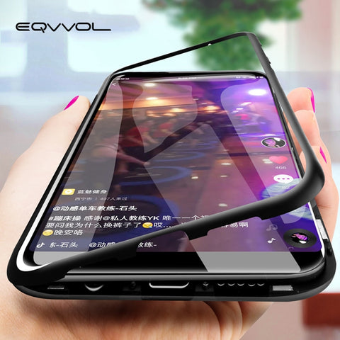 [variant_title] - Eqvvol Magnetic Adsorption Metal Case For Samsung Galaxy S9 S8 Plus S7 Edge Tempered Glass Back Magnet Cover For Note 8 9 Cases