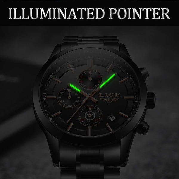 [variant_title] - LIGE Watch Men Top Brand Luxury Chronograph Male Sport Watch Quartz Clock Stainless Steel Waterproof Men Watch Relogio Masculino