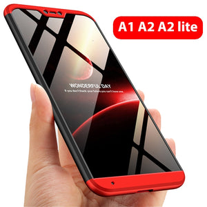 [variant_title] - 3-in-1 Protect Case 360 Xiaomi Mi A2 lite Mi A2 A1 Phone Case Hard Plastic Xiaomi Mi A1 A2 Cover Tempered Glass Case Fully Cover