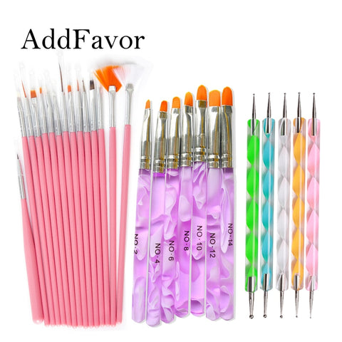 [variant_title] - Addfavor Acrylic Nail Art Brush Kit UV Gel Polish Painting Drawing Brushes Pen Nail Dotting Manicure Clean Brush Tools