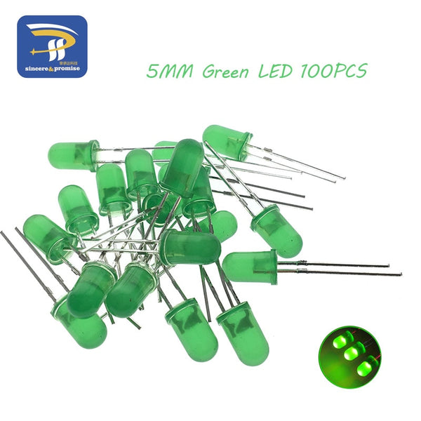 Green 100pcs - 5Colors*20PCS=100PCS 5mm LED Diode Light Assorted Kit Green Blue White Yellow Red COMPONENT DIY kit new original
