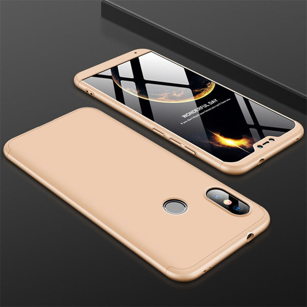 Gold / Xiaomi Mi A1 / Case & Screen Protector - 3-in-1 Protect Case 360 Xiaomi Mi A2 lite Mi A2 A1 Phone Case Hard Plastic Xiaomi Mi A1 A2 Cover Tempered Glass Case Fully Cover