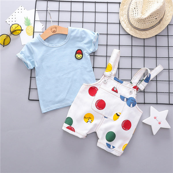 [variant_title] - HYLKIDHUOSE 2019 Summer Toddler Infant Clothing Sets Baby Girls Boys Clothes Sets T Shirt Strap Shorts Kids Children Costume