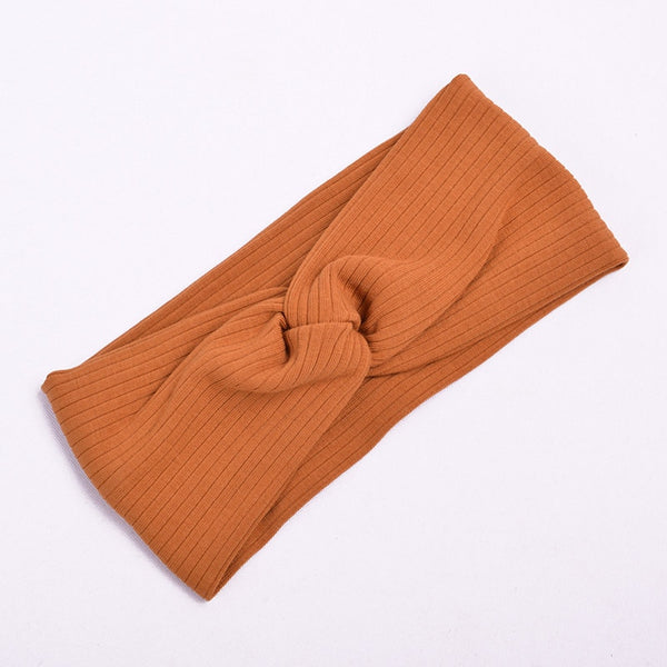 style 2 Khaki - Cotton Women Headband Turban Solid Color Girls Knot Hairband Hair Accessories Twisted Ladies Makeup Elastic Hair Bands Headwrap