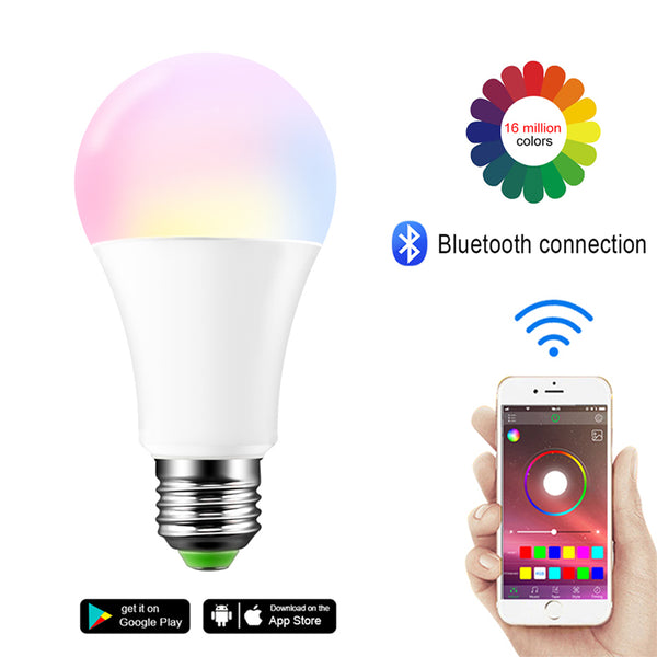 [variant_title] - Newest 15W RGB Bluetooth Smart LED Bulb E27 Dimmable B22 RGBW RGBWW LED Bulb Music Voice Control Smart Light Lamp for Home Decor